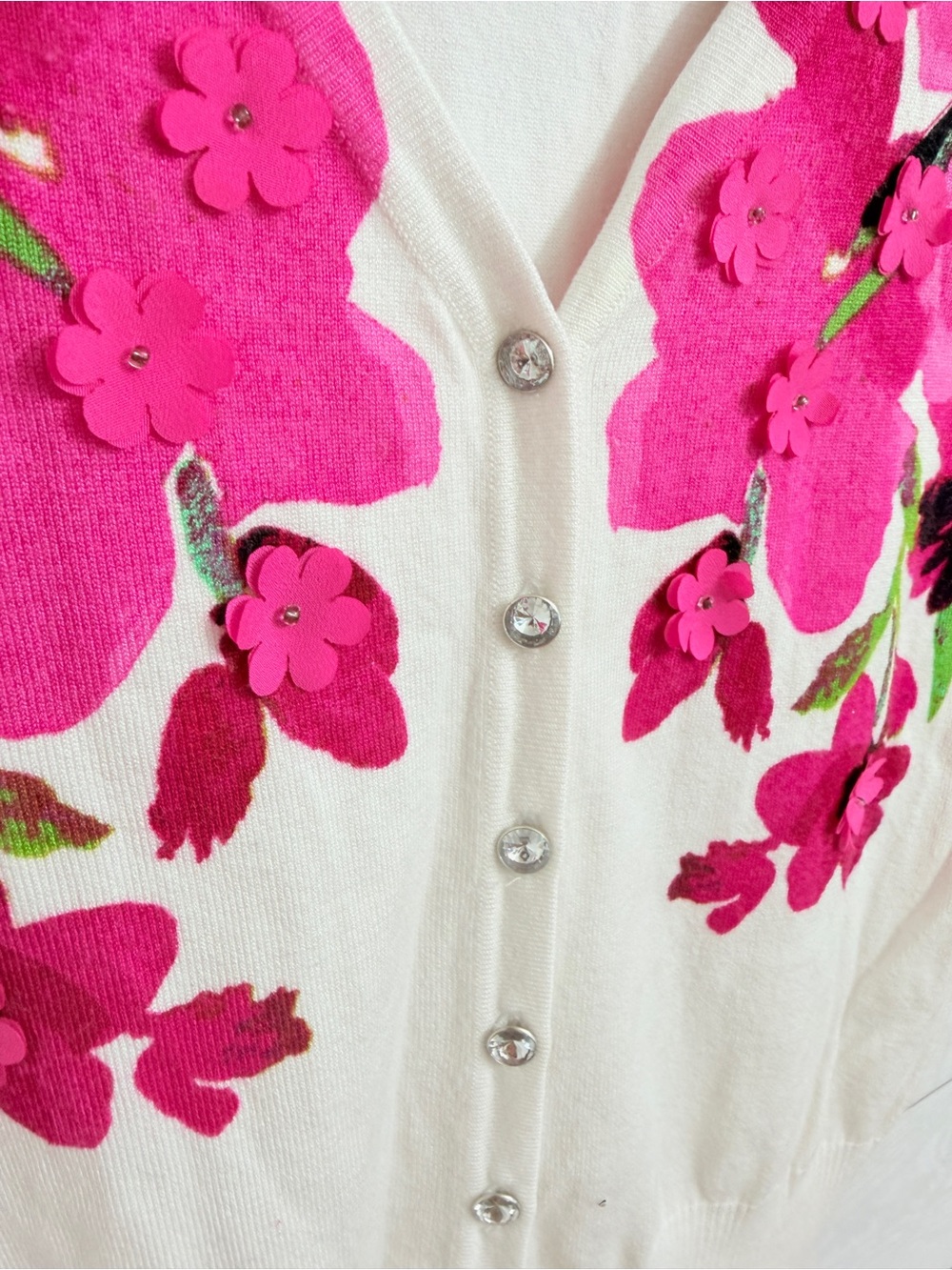 SINC International ConceptsWomen’s Brig Floral Pink V-Neck Cardigan Sweater. SIz - Picture 4 of 7